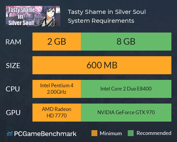 Tasty Shame in Silver Soul! System Requirements PC Graph - Can I Run Tasty Shame in Silver Soul! Tasty Shame in Silver Soul! System Requirements PC Graph - Can I Run Tasty Shame in Silver Soul!
