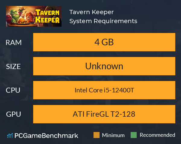 Tavern Keeper ? System Requirements PC Graph - Can I Run Tavern Keeper ?