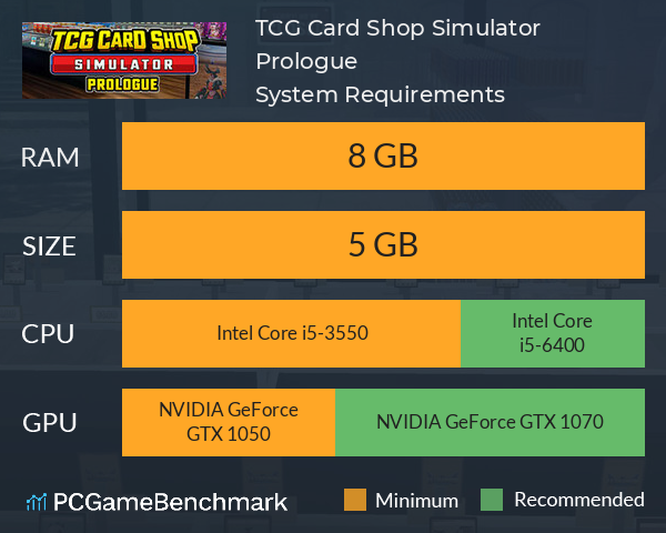 TCG Card Shop Simulator: Prologue System Requirements PC Graph - Can I Run TCG Card Shop Simulator: Prologue TCG Card Shop Simulator: Prologue System Requirements PC Graph - Can I Run TCG Card Shop Simulator: Prologue