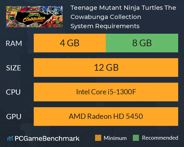 Teenage Mutant Ninja Turtles: The Cowabunga Collection System Requirements PC Graph - Can I Run Teenage Mutant Ninja Turtles: The Cowabunga Collection Teenage Mutant Ninja Turtles: The Cowabunga Collection System Requirements PC Graph - Can I Run Teenage Mutant Ninja Turtles: The Cowabunga Collection