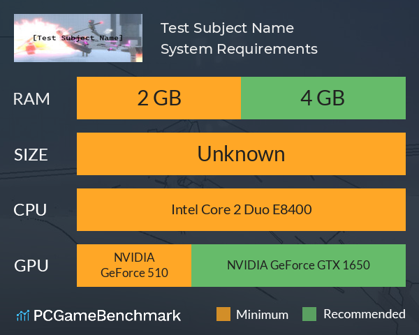 [Test Subject Name] System Requirements PC Graph - Can I Run [Test Subject Name]