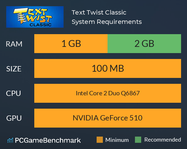Text Twist Classic System Requirements PC Graph - Can I Run Text Twist Classic Text Twist Classic System Requirements PC Graph - Can I Run Text Twist Classic