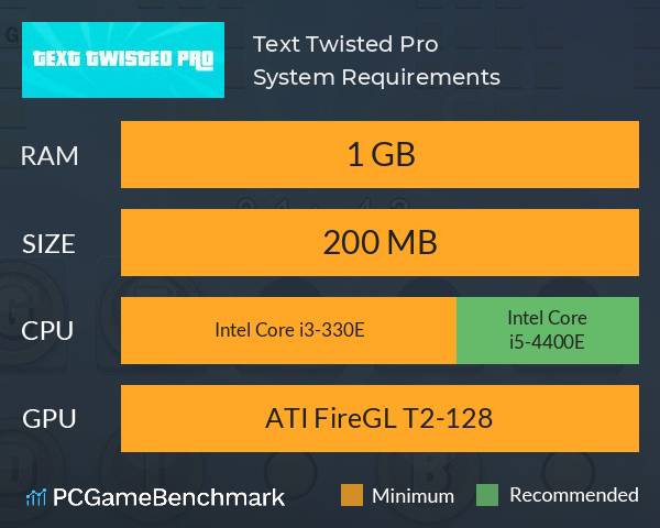 Text Twisted Pro System Requirements PC Graph - Can I Run Text Twisted Pro Text Twisted Pro System Requirements PC Graph - Can I Run Text Twisted Pro