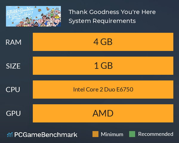 Thank Goodness You're Here! System Requirements PC Graph - Can I Run Thank Goodness You're Here!