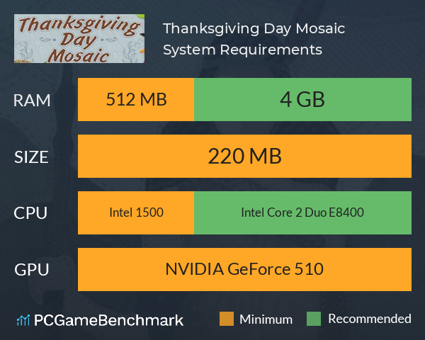 Thanksgiving Day Mosaic System Requirements PC Graph - Can I Run Thanksgiving Day Mosaic Thanksgiving Day Mosaic System Requirements PC Graph - Can I Run Thanksgiving Day Mosaic