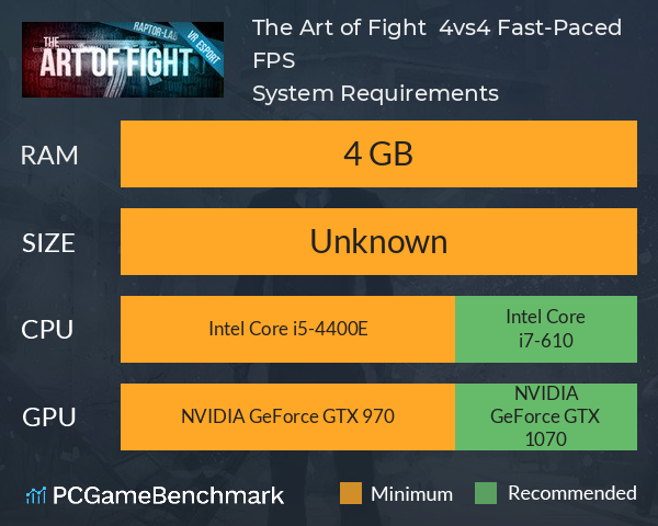 The Art of Fight | 4vs4 Fast-Paced FPS System Requirements PC Graph - Can I Run The Art of Fight | 4vs4 Fast-Paced FPS The Art of Fight | 4vs4 Fast-Paced FPS System Requirements PC Graph - Can I Run The Art of Fight | 4vs4 Fast-Paced FPS