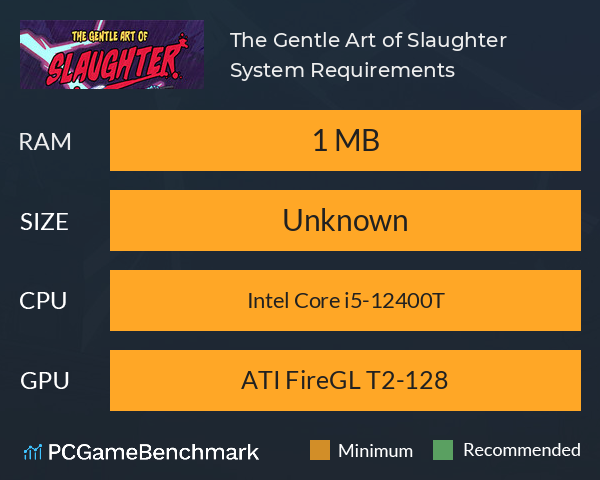 The Gentle Art of Slaughter System Requirements PC Graph - Can I Run The Gentle Art of Slaughter The Gentle Art of Slaughter System Requirements PC Graph - Can I Run The Gentle Art of Slaughter