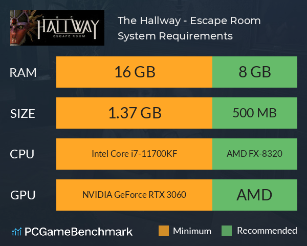 The Hallway - Escape Room System Requirements PC Graph - Can I Run The Hallway - Escape Room The Hallway - Escape Room System Requirements PC Graph - Can I Run The Hallway - Escape Room