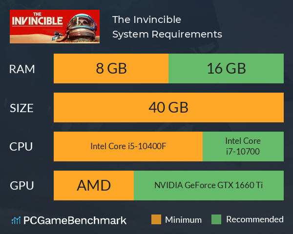 The Invincible System Requirements PC Graph - Can I Run The Invincible