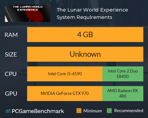 The Lunar World Experience System Requirements PC Graph - Can I Run The Lunar World Experience The Lunar World Experience System Requirements PC Graph - Can I Run The Lunar World Experience