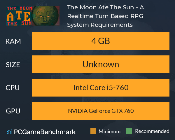 The Moon Ate The Sun - A Realtime Turn Based RPG System Requirements PC Graph - Can I Run The Moon Ate The Sun - A Realtime Turn Based RPG The Moon Ate The Sun - A Realtime Turn Based RPG System Requirements PC Graph - Can I Run The Moon Ate The Sun - A Realtime Turn Based RPG