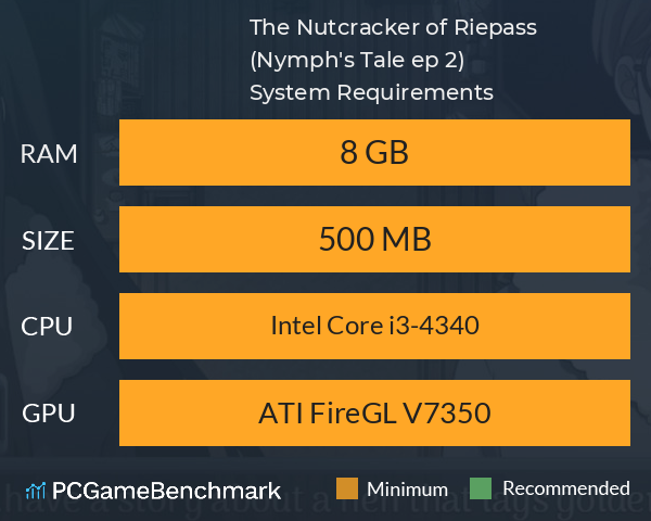 The Nutcracker of Riepass (Nymph's Tale ep 2) System Requirements PC Graph - Can I Run The Nutcracker of Riepass (Nymph's Tale ep 2) The Nutcracker of Riepass (Nymph's Tale ep 2) System Requirements PC Graph - Can I Run The Nutcracker of Riepass (Nymph's Tale ep 2)