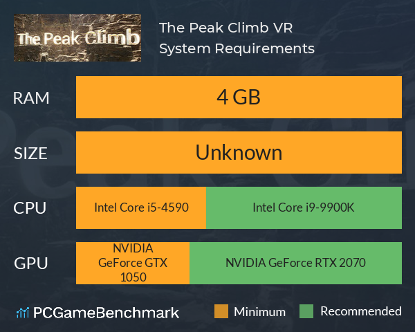 The Peak Climb VR System Requirements PC Graph - Can I Run The Peak Climb VR