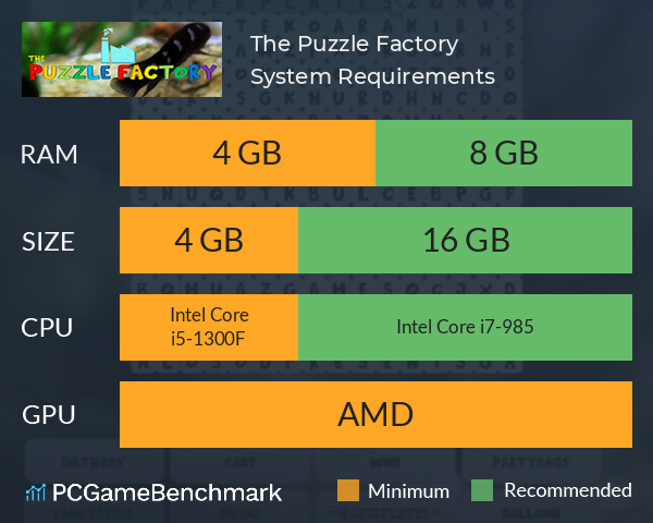 The Puzzle Factory System Requirements PC Graph - Can I Run The Puzzle Factory The Puzzle Factory System Requirements PC Graph - Can I Run The Puzzle Factory