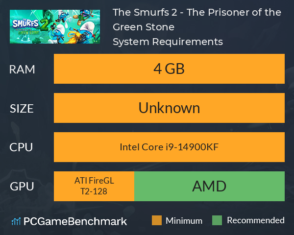 The Smurfs 2 - The Prisoner of the Green Stone System Requirements PC Graph - Can I Run The Smurfs 2 - The Prisoner of the Green Stone