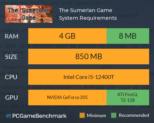 The Sumerian Game System Requirements PC Graph - Can I Run The Sumerian Game The Sumerian Game System Requirements PC Graph - Can I Run The Sumerian Game