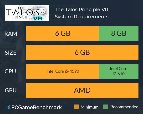 The Talos Principle VR System Requirements PC Graph - Can I Run The Talos Principle VR The Talos Principle VR System Requirements PC Graph - Can I Run The Talos Principle VR