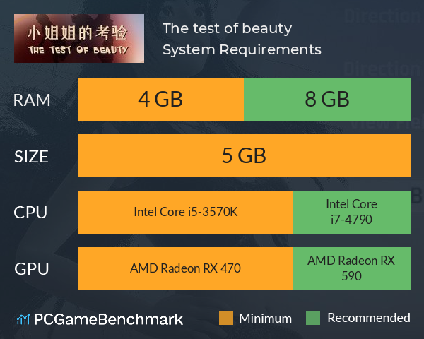 The test of beauty | 小姐姐的考验 System Requirements PC Graph - Can I Run The test of beauty | 小姐姐的考验