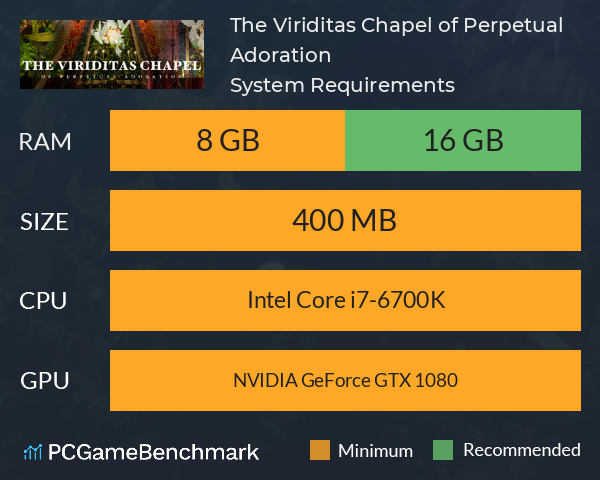 The Viriditas Chapel of Perpetual Adoration System Requirements PC Graph - Can I Run The Viriditas Chapel of Perpetual Adoration The Viriditas Chapel of Perpetual Adoration System Requirements PC Graph - Can I Run The Viriditas Chapel of Perpetual Adoration