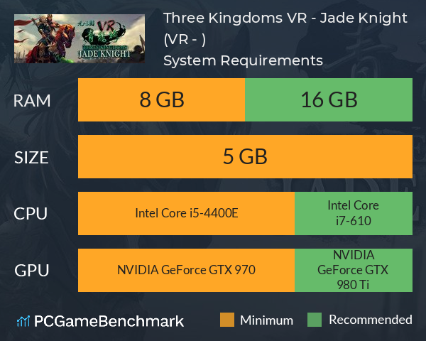 Three Kingdoms VR - Jade Knight (光之三國VR - 青龍騎) System Requirements PC Graph - Can I Run Three Kingdoms VR - Jade Knight (光之三國VR - 青龍騎)