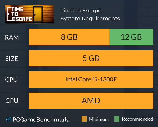 Time to Escape System Requirements PC Graph - Can I Run Time to Escape Time to Escape System Requirements PC Graph - Can I Run Time to Escape