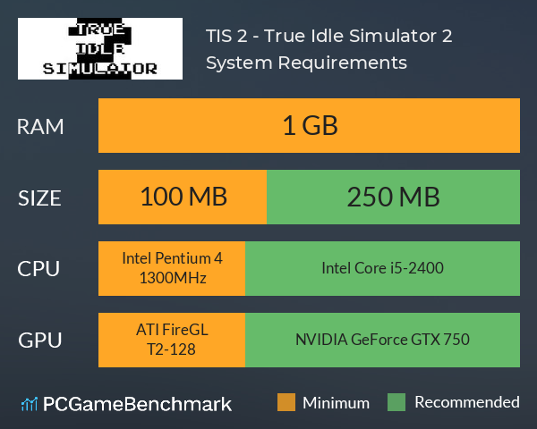 TIS 2 - True Idle Simulator 2 System Requirements PC Graph - Can I Run TIS 2 - True Idle Simulator 2 TIS 2 - True Idle Simulator 2 System Requirements PC Graph - Can I Run TIS 2 - True Idle Simulator 2