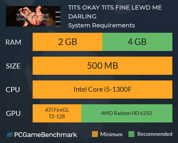 TITS OKAY TITS FINE: LEWD ME DARLING System Requirements PC Graph - Can I Run TITS OKAY TITS FINE: LEWD ME DARLING TITS OKAY TITS FINE: LEWD ME DARLING System Requirements PC Graph - Can I Run TITS OKAY TITS FINE: LEWD ME DARLING