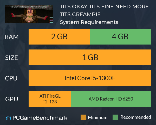 TITS OKAY TITS FINE: NEED MORE TITS CREAMPIE System Requirements PC Graph - Can I Run TITS OKAY TITS FINE: NEED MORE TITS CREAMPIE TITS OKAY TITS FINE: NEED MORE TITS CREAMPIE System Requirements PC Graph - Can I Run TITS OKAY TITS FINE: NEED MORE TITS CREAMPIE