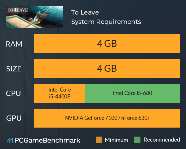 To Leave System Requirements PC Graph - Can I Run To Leave