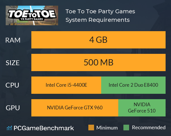 Toe To Toe Party Games System Requirements PC Graph - Can I Run Toe To Toe Party Games Toe To Toe Party Games System Requirements PC Graph - Can I Run Toe To Toe Party Games