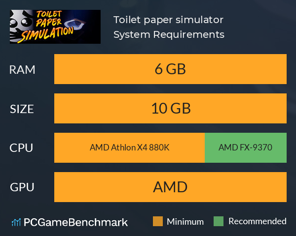 Toilet paper simulator System Requirements PC Graph - Can I Run Toilet paper simulator