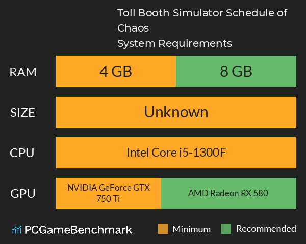Toll Booth Simulator: Schedule of Chaos System Requirements PC Graph - Can I Run Toll Booth Simulator: Schedule of Chaos Toll Booth Simulator: Schedule of Chaos System Requirements PC Graph - Can I Run Toll Booth Simulator: Schedule of Chaos