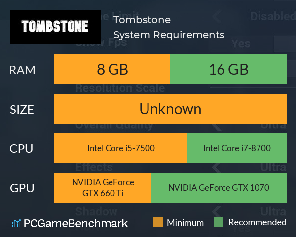 Tombstone System Requirements PC Graph - Can I Run Tombstone