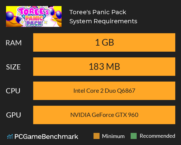 Toree's Panic Pack System Requirements PC Graph - Can I Run Toree's Panic Pack Toree's Panic Pack System Requirements PC Graph - Can I Run Toree's Panic Pack