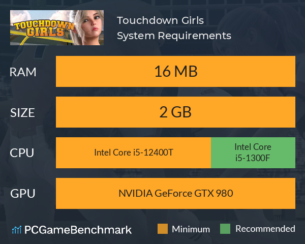 Touchdown Girls System Requirements PC Graph - Can I Run Touchdown Girls Touchdown Girls System Requirements PC Graph - Can I Run Touchdown Girls