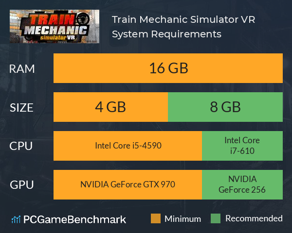 Train Mechanic Simulator VR System Requirements PC Graph - Can I Run Train Mechanic Simulator VR Train Mechanic Simulator VR System Requirements PC Graph - Can I Run Train Mechanic Simulator VR