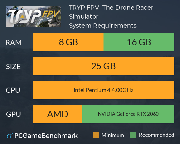 TRYP FPV : The Drone Racer Simulator System Requirements PC Graph - Can I Run TRYP FPV : The Drone Racer Simulator