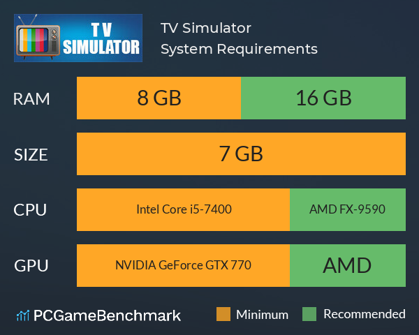 TV Simulator System Requirements PC Graph - Can I Run TV Simulator TV Simulator System Requirements PC Graph - Can I Run TV Simulator