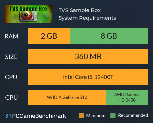 TVS Sample Box System Requirements PC Graph - Can I Run TVS Sample Box TVS Sample Box System Requirements PC Graph - Can I Run TVS Sample Box