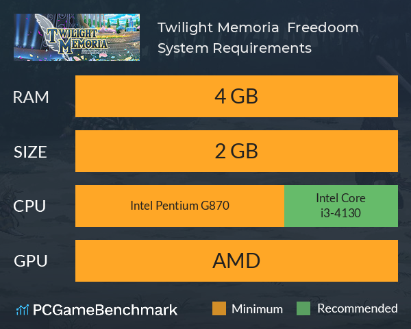 Twilight Memoria : Freedoom System Requirements PC Graph - Can I Run Twilight Memoria : Freedoom Twilight Memoria : Freedoom System Requirements PC Graph - Can I Run Twilight Memoria : Freedoom