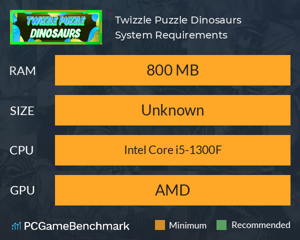 Twizzle Puzzle: Dinosaurs System Requirements PC Graph - Can I Run Twizzle Puzzle: Dinosaurs Twizzle Puzzle: Dinosaurs System Requirements PC Graph - Can I Run Twizzle Puzzle: Dinosaurs