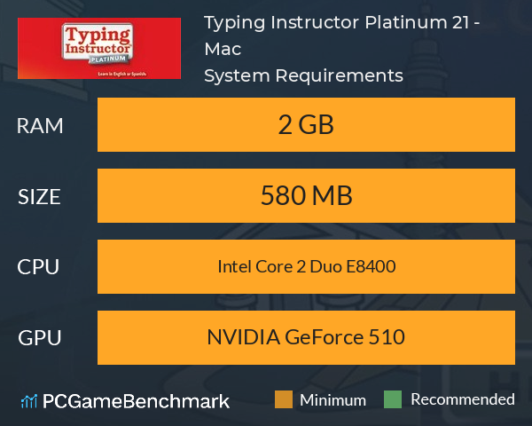 Typing Instructor Platinum 21 - Mac System Requirements PC Graph - Can I Run Typing Instructor Platinum 21 - Mac