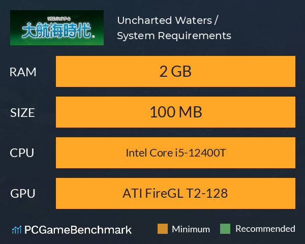 Uncharted Waters / 大航海時代 System Requirements PC Graph - Can I Run Uncharted Waters / 大航海時代