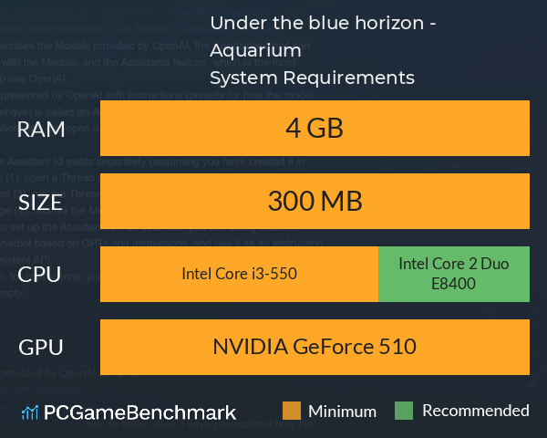 Under the blue horizon - Aquarium System Requirements PC Graph - Can I Run Under the blue horizon - Aquarium Under the blue horizon - Aquarium System Requirements PC Graph - Can I Run Under the blue horizon - Aquarium