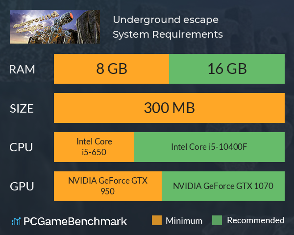 Underground escape 地底逃生 System Requirements PC Graph - Can I Run Underground escape 地底逃生