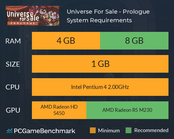 Universe For Sale - Prologue System Requirements PC Graph - Can I Run Universe For Sale - Prologue