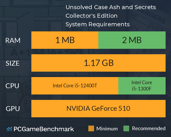 Unsolved Case: Ash and Secrets Collector's Edition System Requirements PC Graph - Can I Run Unsolved Case: Ash and Secrets Collector's Edition Unsolved Case: Ash and Secrets Collector's Edition System Requirements PC Graph - Can I Run Unsolved Case: Ash and Secrets Collector's Edition
