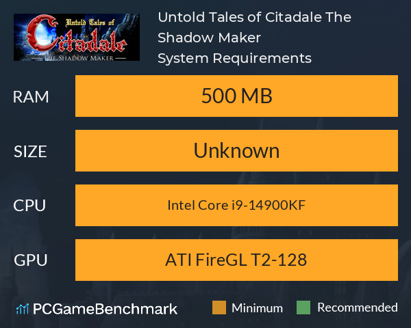 Untold Tales of Citadale: The Shadow Maker System Requirements PC Graph - Can I Run Untold Tales of Citadale: The Shadow Maker