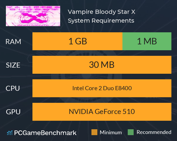 Vampire Bloody Star X System Requirements PC Graph - Can I Run Vampire Bloody Star X Vampire Bloody Star X System Requirements PC Graph - Can I Run Vampire Bloody Star X