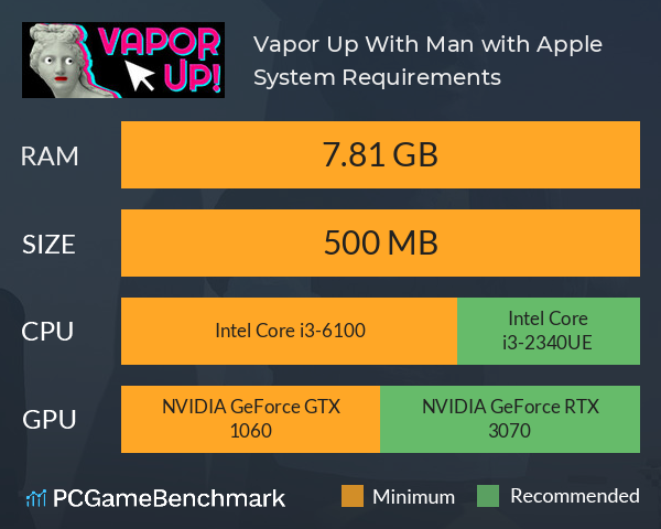 Vapor Up! With Man with Apple System Requirements PC Graph - Can I Run Vapor Up! With Man with Apple Vapor Up! With Man with Apple System Requirements PC Graph - Can I Run Vapor Up! With Man with Apple